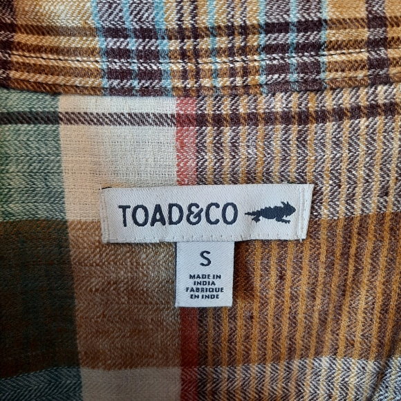 Toad & Co Recycled Cotton Plaid Pullover Button Tunic Top With Pockets Size S - Picture 9 of 14